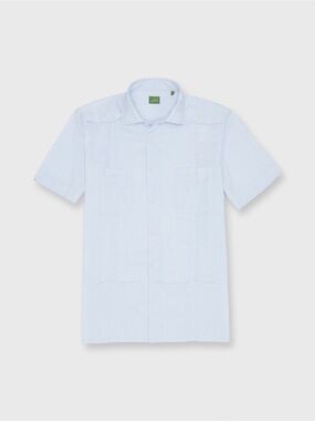 Sid Mashburn Guayabera Shirt With Hem Pockets Sky Cotolino Small
